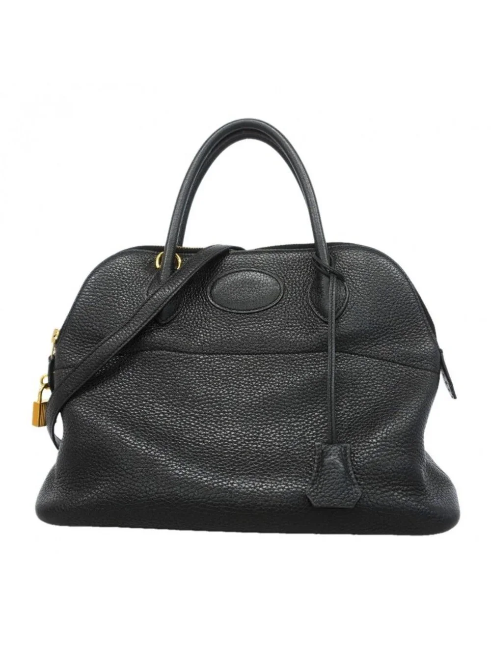 Hermes Handbag Bolide 31 Taurillon Clemence Black Gold 2-Way